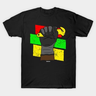 Gloved Fist Coworker Swagazon Associate Black History Month T-Shirt